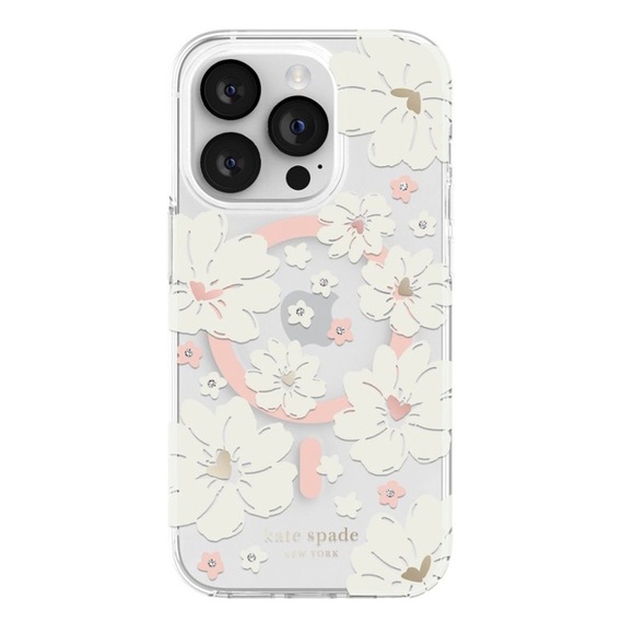 KATE SPADE Pink Heart Peony Floral MagSafe iPhone 14 PRO MAX Hard Case - Picture 3 of 9